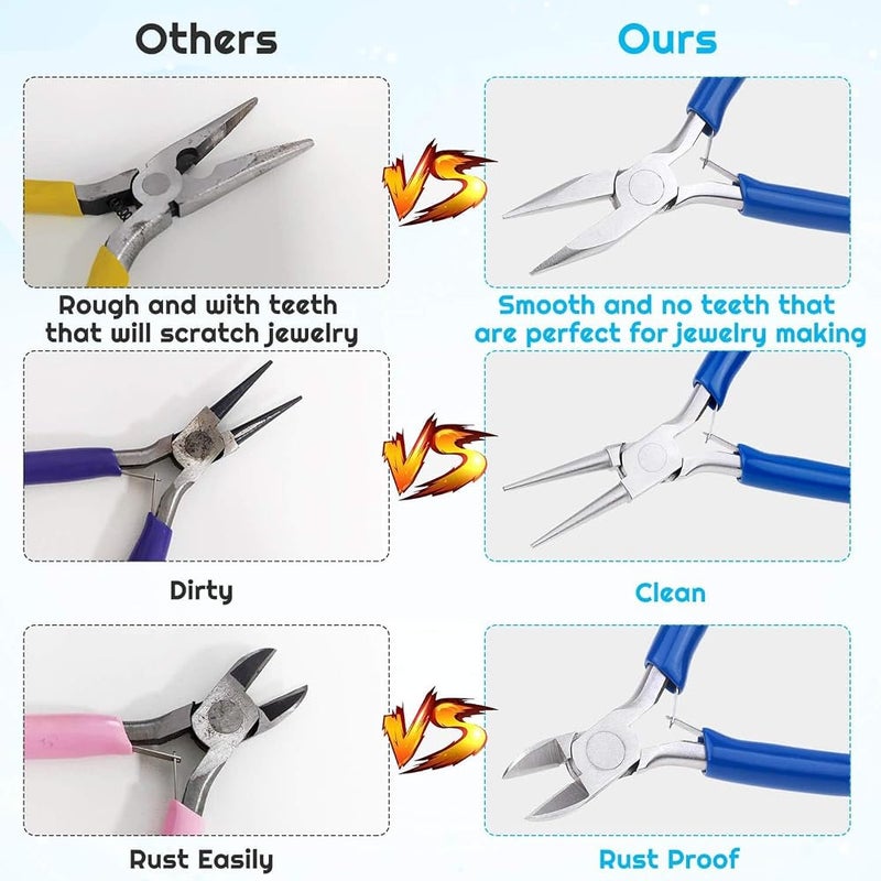 KASTWAVE Jewelry Making Pliers Tools, 8pcs Micro Jewelry Pliers Set for Jewelry Repair, Crafts, Jewelry Making Supplies - Image 3
