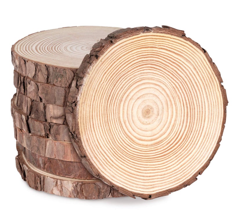 ilauke Natural Wood Slices 8 Pcs 1617cm Circle Wooden Discs Unfinished Log Wooden Rounds for Arts Crafts Wall Decor Wedding Christmas DIY Projects