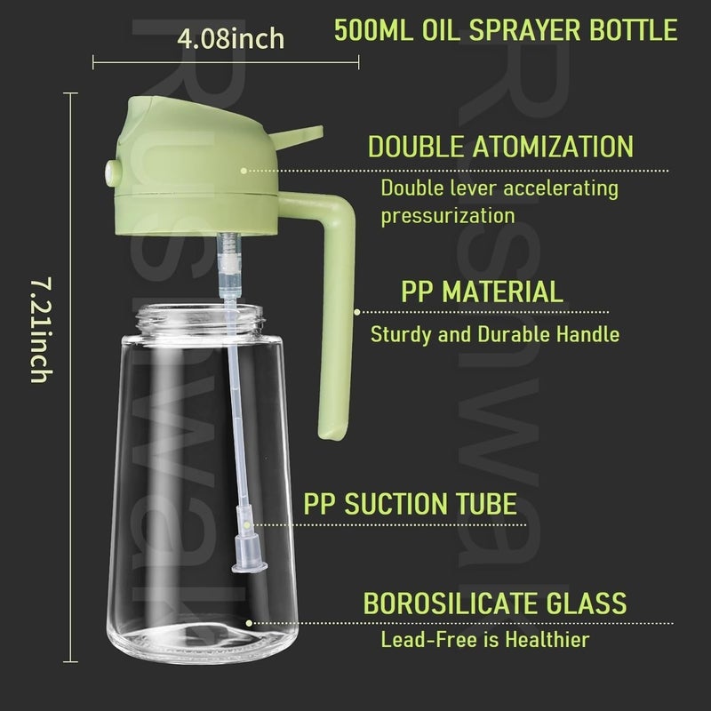 Rushwak Oil Sprayer Bottle for Cooking Oil Dispenser 2 in 1 Premium Glass Oil Spray Bottle Food Grade Oil Bottle for Kitchen Oil Container with Nozzle Oil Sprayer for Air Fryer Salad BBQ Roast 500ML - Image 5