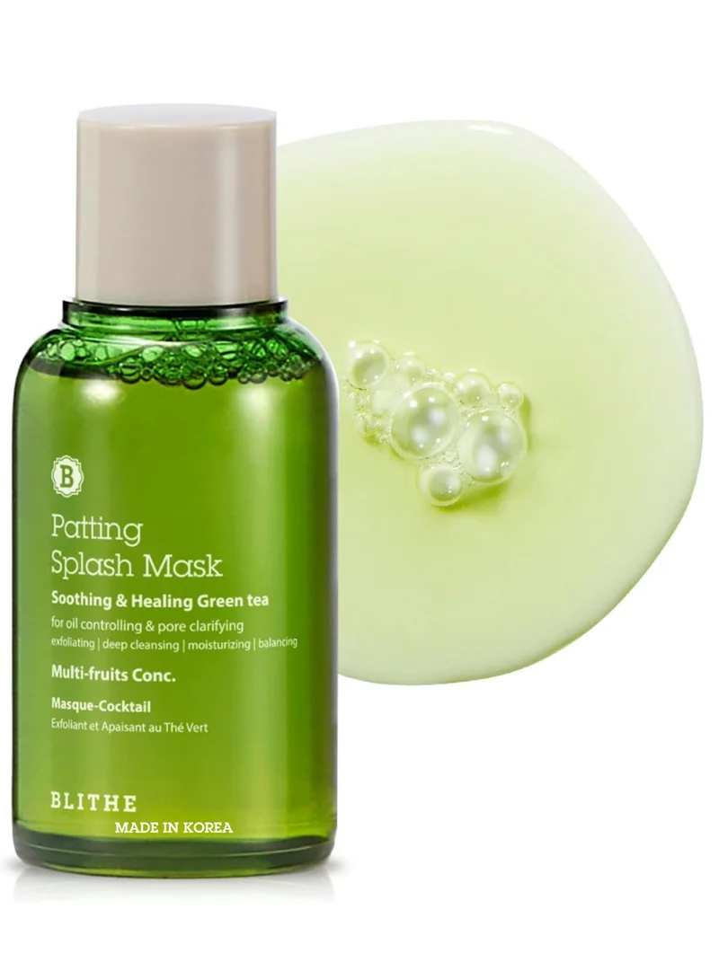 Blithe Patting Splash Mask Soothing & Healing Green Tea, 70ml - Deep Pore Cleansing Mask, K beauty, Exfoliating Dead Skin, Blackhead Removal, Korean Skincare with Nourishing Complex Fruit Extract