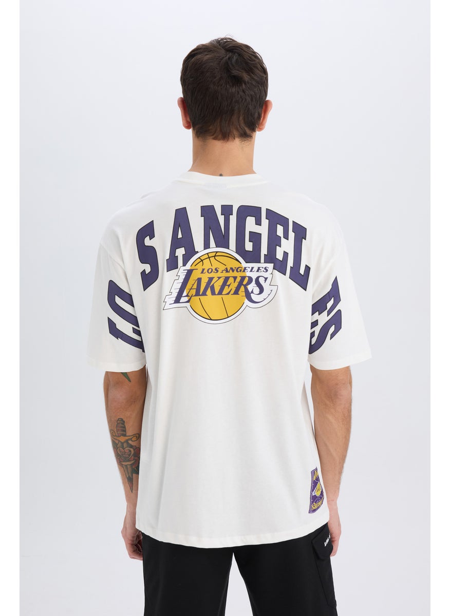 DeFacto Man Oversize Fit NBA Los Angeles Lakers Licensed Crew Neck T-Shirt  - Image 4
