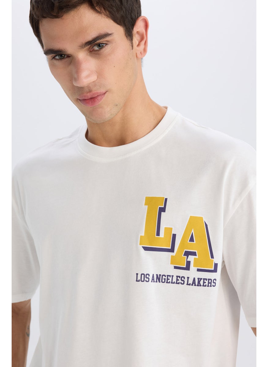 DeFacto Man Oversize Fit NBA Los Angeles Lakers Licensed Crew Neck T-Shirt  - Image 5