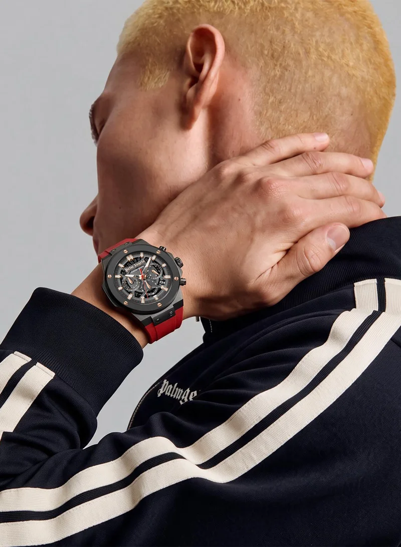 Palm Angels red Fiero Black Dial Red Silicone Strap Chronograph Watch for Men, 44mm for Men | Best Price UAE