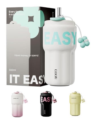 Stainless Steel Tumbler, 18oz Tumbler with Lid and Straw, 18/10 Spill Proof Insulated Water Bottle with Flip Lid and Straw Mouth Rotary Lock, White&Blue - pzsku/Z2BB5BA19D8B2762E46F8Z/45/_/1737690508/2e2f41b6-0eed-452c-968b-eddc2b4f3191