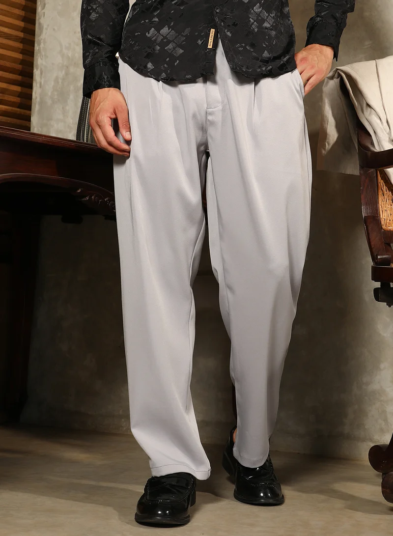 كامبوس سوترا بنطلون كامبس سوترا رمادي سادة بقصة مستقيمة للرجال - كاجوال