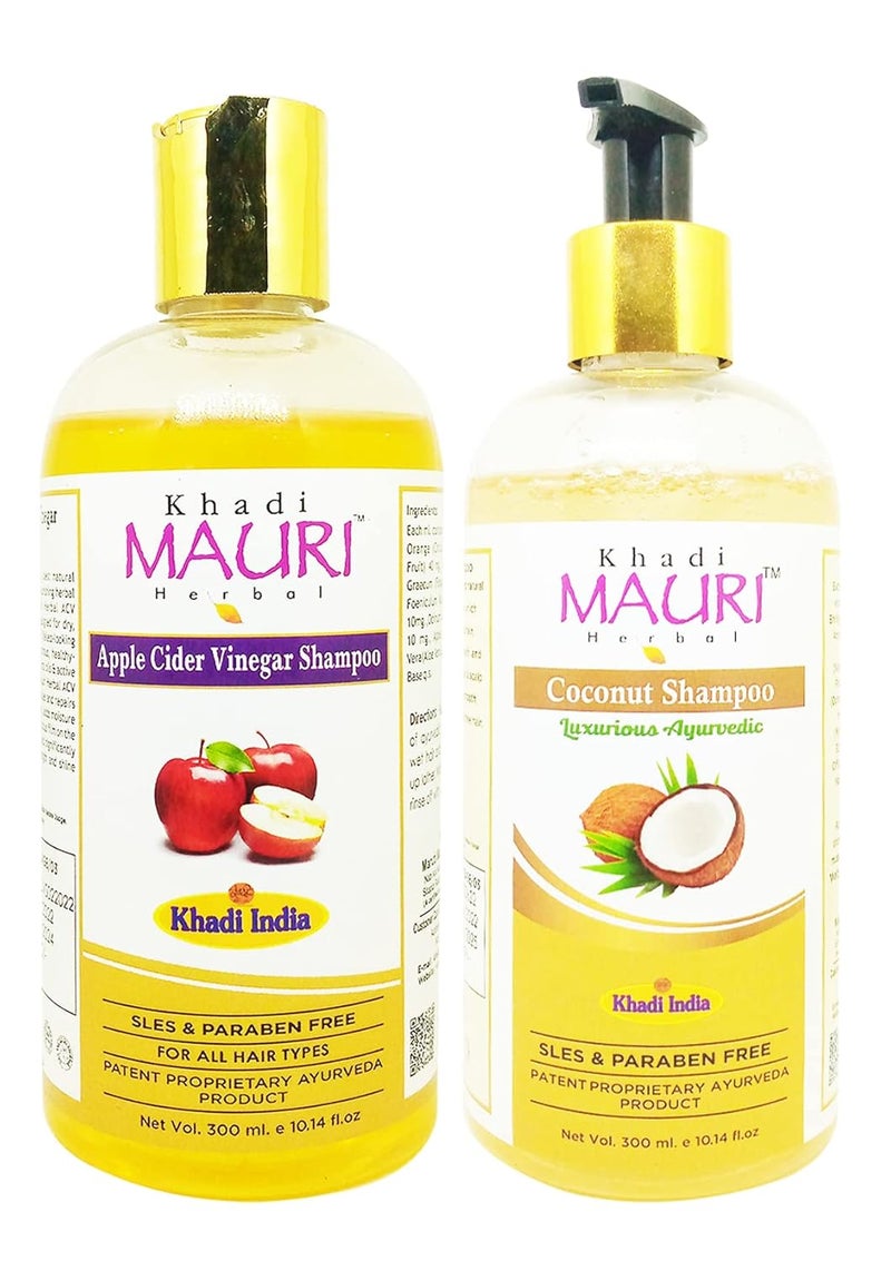 Khadi Mauri Apple Cidar Vinegar Coconut Shampoo Pack of 2 600 ml - Image 1