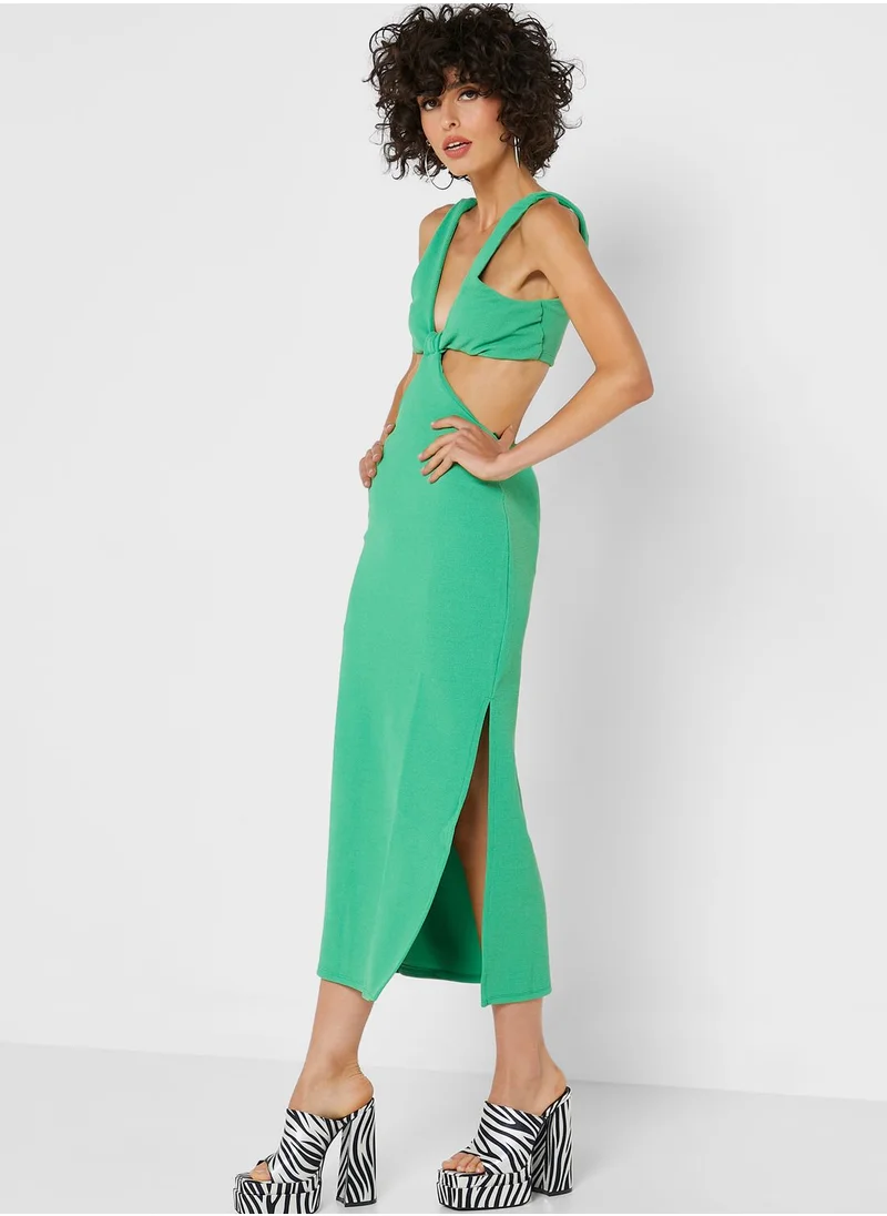 TOPSHOP Plunge Neck Cut Out Detail Dress