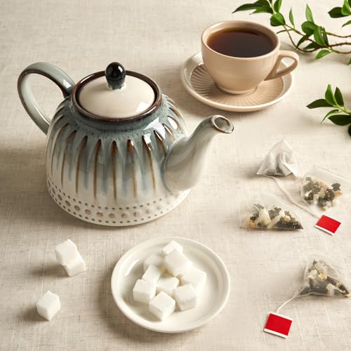 Sweese Ceramic Teapot, Beaded Retro Flower Glaze, 1100ml/37 oz Large Tea Pot for Loose Tea or Bags, Enough for 4 Cups, Nebula Blue - Image 3