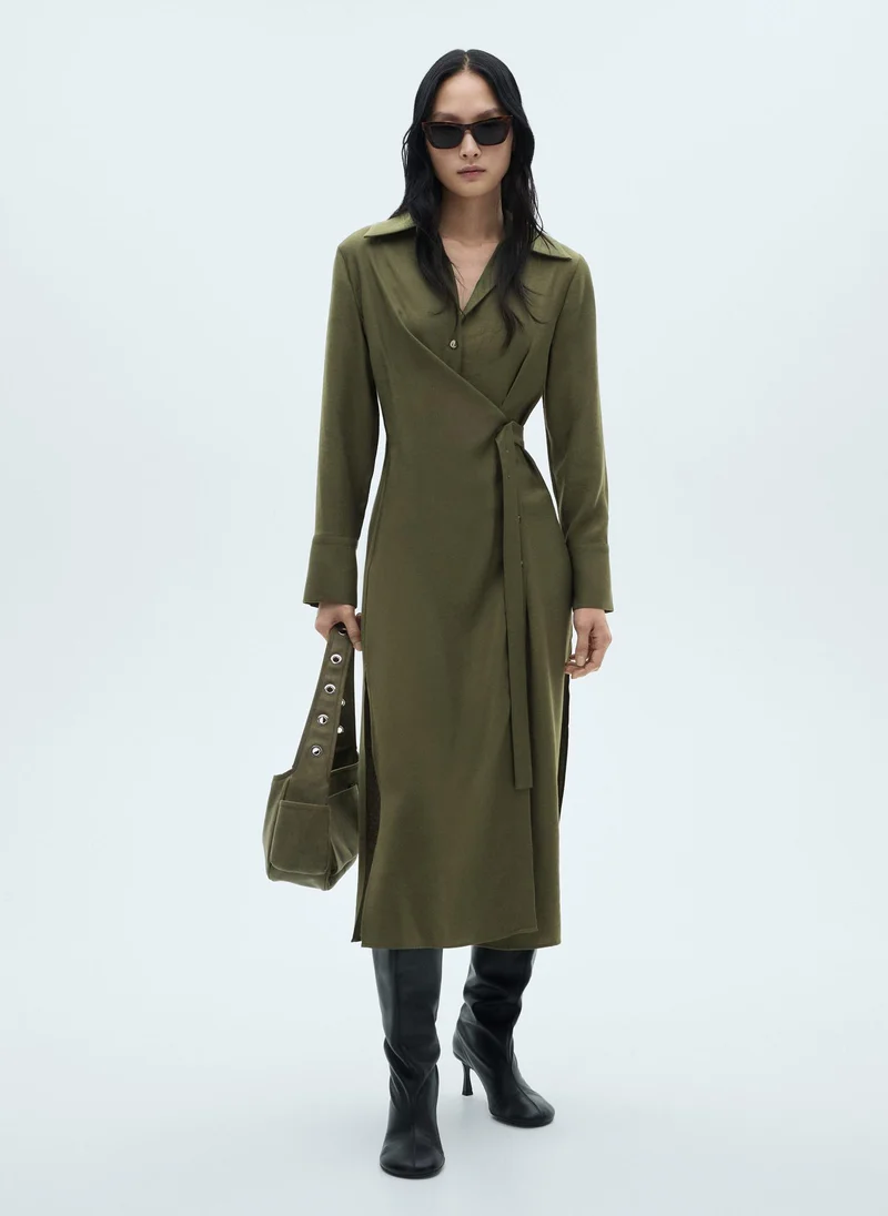 MANGO Joile Wrap Shirt Dress