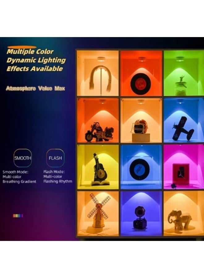 Magnetic Rechargeable Ambiance Light 12-Color Remote Night Lamp Drill-Free Cabinet Display Light Timed Stepless Dimming Bedside Light - Image 4