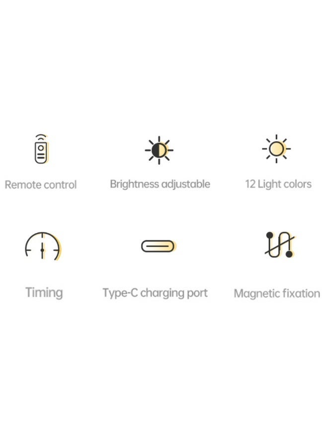 Magnetic Rechargeable Ambiance Light 12-Color Remote Night Lamp Drill-Free Cabinet Display Light Timed Stepless Dimming Bedside Light - Image 3