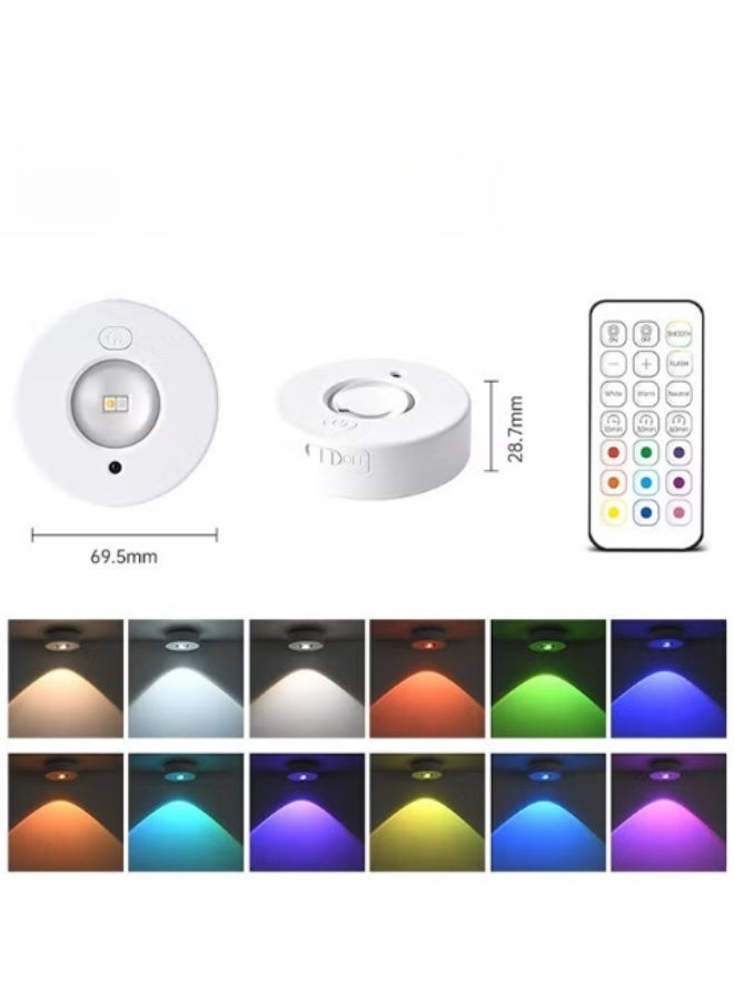 Magnetic Rechargeable Ambiance Light 12-Color Remote Night Lamp Drill-Free Cabinet Display Light Timed Stepless Dimming Bedside Light - Image 2
