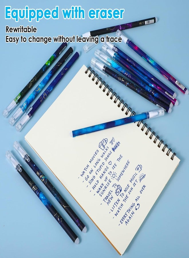 Cobee® 12pcs Constellation Erasable Gel Pens Eraser 0.5mm Erasable Roller Pens Fine Tip Gel Ink Pen Smooth Writing for School Office Home (Blue) - Image 2