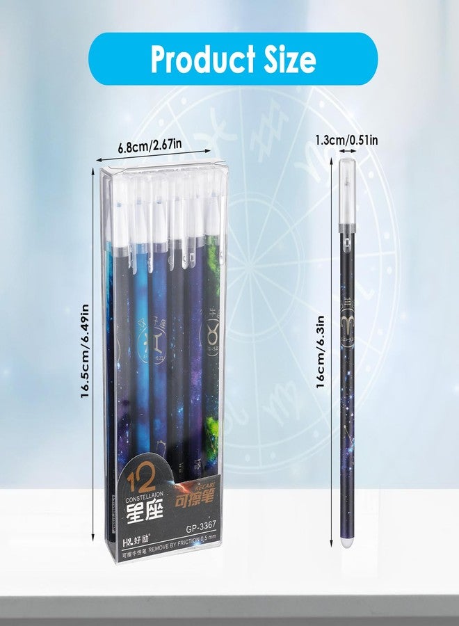 Cobee® 12pcs Constellation Erasable Gel Pens Eraser 0.5mm Erasable Roller Pens Fine Tip Gel Ink Pen Smooth Writing for School Office Home (Blue) - Image 3