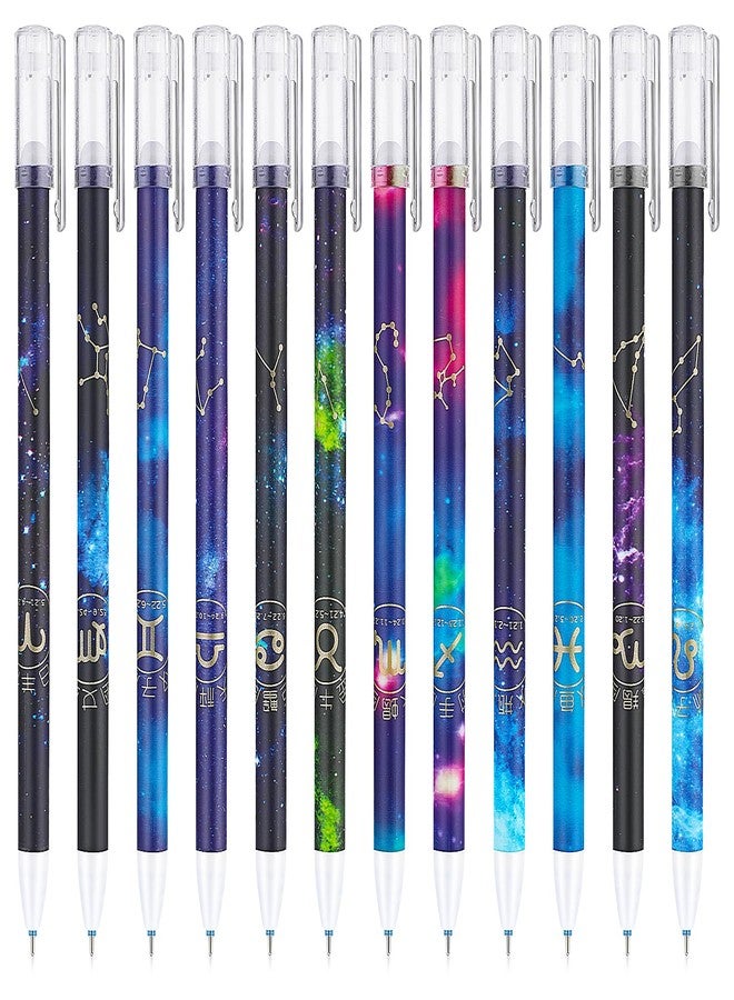 Cobee® 12pcs Constellation Erasable Gel Pens Eraser 0.5mm Erasable Roller Pens Fine Tip Gel Ink Pen Smooth Writing for School Office Home (Blue) - Image 1