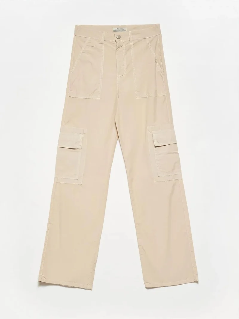 ديلفين Dilvin High-Waist Cotton Poplin Straight-Leg Pants