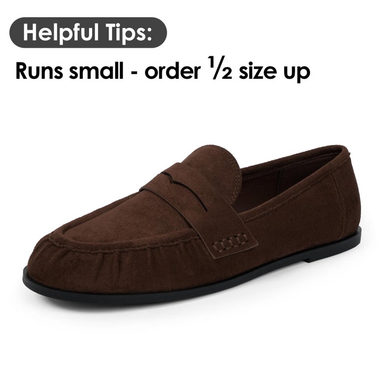 QIY Flats for Women Chocolate Dark Brown Penny Loafers Comfortable Dressy Womens Work Flats Women's Loafers & Slip-ons Moccasins Business Walking Casual Dress Shoes Size 8.5 - Image 4