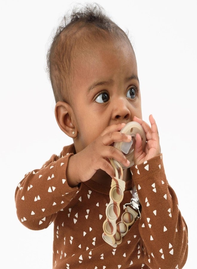 BooginHead PaciGrip Bubble Pop Sensory Silicone Universal Pacifier Clip, Latte Swirl - Image 2