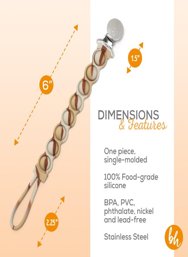 BooginHead PaciGrip Bubble Pop Sensory Silicone Universal Pacifier Clip, Latte Swirl - Image 4
