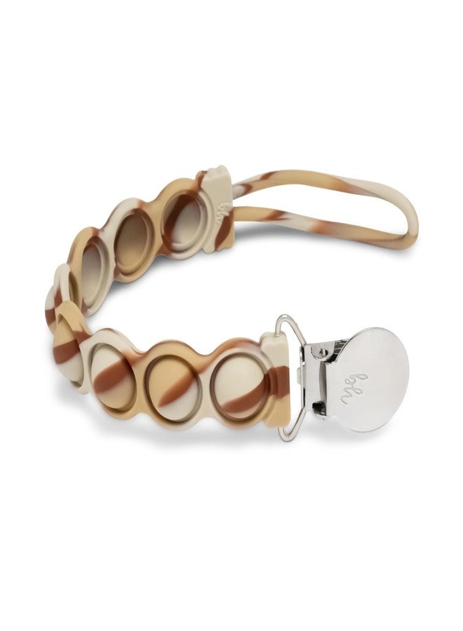 BooginHead PaciGrip Bubble Pop Sensory Silicone Universal Pacifier Clip, Latte Swirl - Image 1