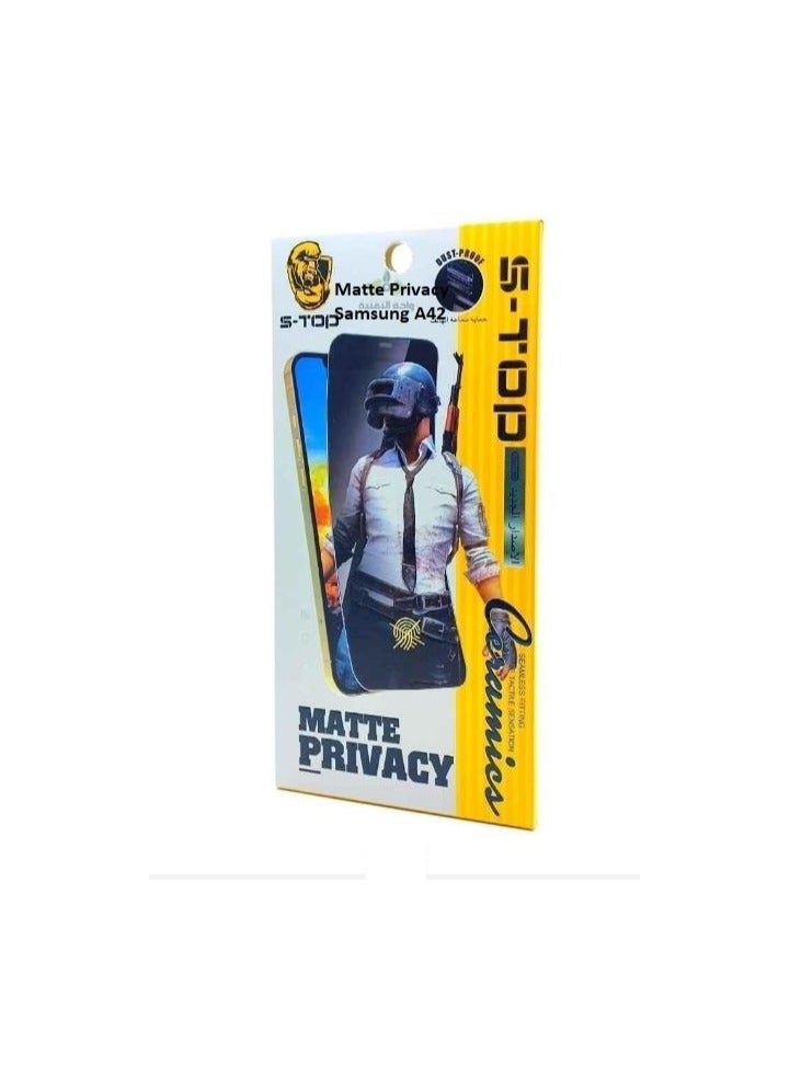 اس-توب واقي شاشة الخصوصية لهاتف Samsung Galaxy A42 مضاد للخدش بدون فقاعات واقي شاشة الخصوصية من الزجاج لهاتف Samsung Galaxy A42