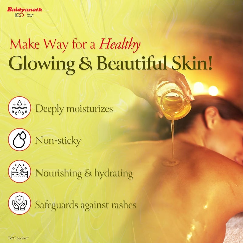 Baidyanath زيت بايدياناث المرطب المغذي للجسم 300 مل الغني بمضادات الأكسدة والفيتامينات للترطيب العميق وتوحيد لون البشرة والإشراق وتقليل الخطوط الدقيقة - Image 5