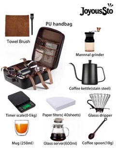 JoyousSto 11-Pieces V60 Pour Over Coffee Maker Set Coffee Kettle Scale, Coffee Dripper All in 1 Traveling Camping Manual Coffee Kit Coffee Gift Set  - Image 1