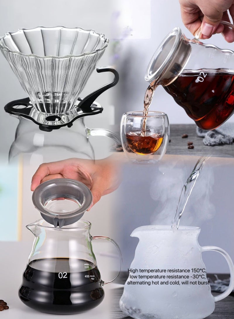 متجر الفرح مجموعة من 11 قطعة من ماكينة صنع القهوة V60 مع غلاية قهوة ومقياس ومصفاة قهوة ومجموعة أدوات يدوية للسفر والتخييم ومجموعة هدايا القهوة - Image 4