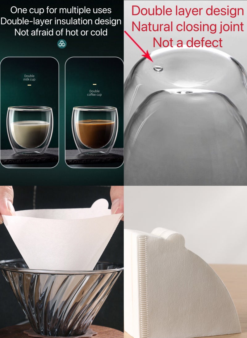 متجر الفرح مجموعة من 11 قطعة من ماكينة صنع القهوة V60 مع غلاية قهوة ومقياس ومصفاة قهوة ومجموعة أدوات يدوية للسفر والتخييم ومجموعة هدايا القهوة - Image 5