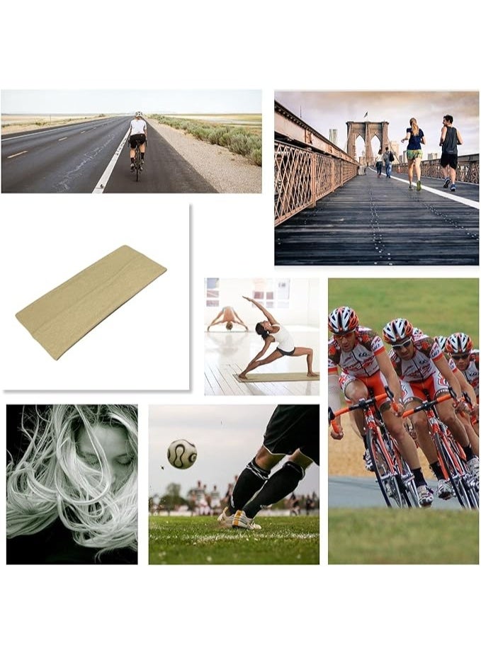 شريط راس عريض للغاية 7 سم سادة قابل للتمدد للجنسين عصابة راس ناعمة لليوجا (بيج) - Image 4