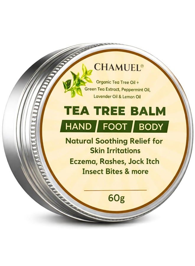 Chamuel TEA TREE OIL BALM -100% All Natural | Great Cream for Soothing Skin Irritations like Eczema, Psoriasis, Rashes, Insect Bites, Folliculitis, Acne, Itches, Dry Chapped Skin, Heels, Cuticles, and more! - Image 1