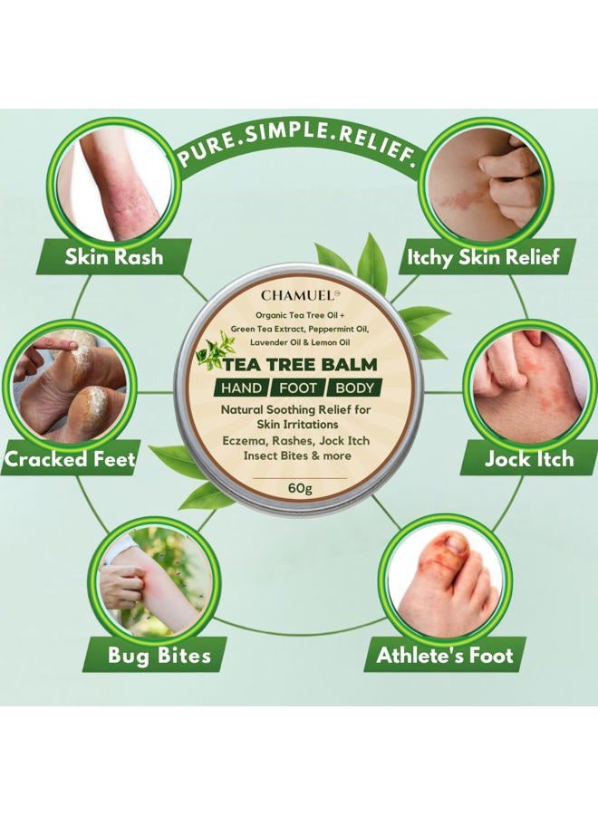 Chamuel TEA TREE OIL BALM -100% All Natural | Great Cream for Soothing Skin Irritations like Eczema, Psoriasis, Rashes, Insect Bites, Folliculitis, Acne, Itches, Dry Chapped Skin, Heels, Cuticles, and more! - Image 2