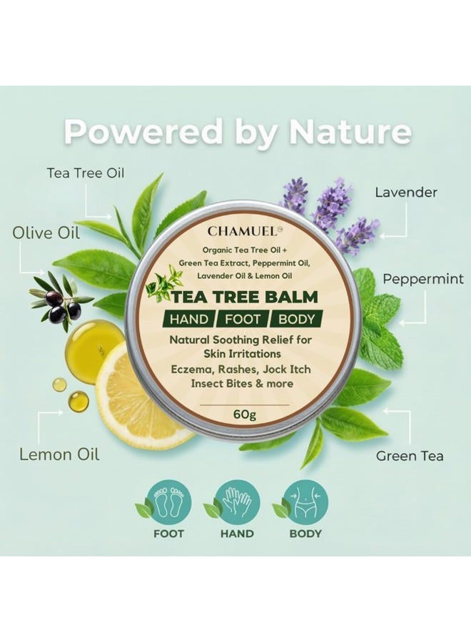 Chamuel TEA TREE OIL BALM -100% All Natural | Great Cream for Soothing Skin Irritations like Eczema, Psoriasis, Rashes, Insect Bites, Folliculitis, Acne, Itches, Dry Chapped Skin, Heels, Cuticles, and more! - Image 4