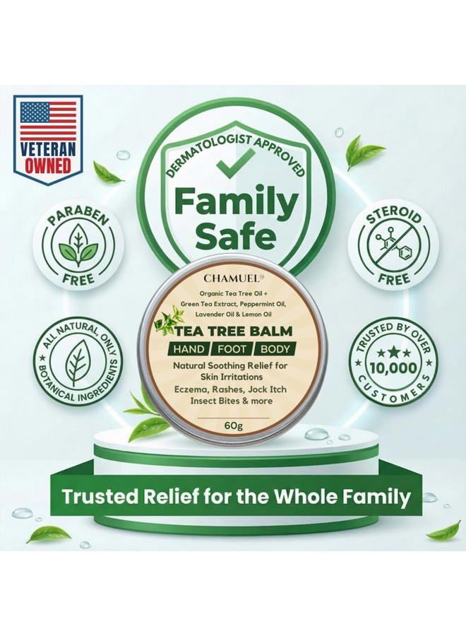 Chamuel TEA TREE OIL BALM -100% All Natural | Great Cream for Soothing Skin Irritations like Eczema, Psoriasis, Rashes, Insect Bites, Folliculitis, Acne, Itches, Dry Chapped Skin, Heels, Cuticles, and more! - Image 5