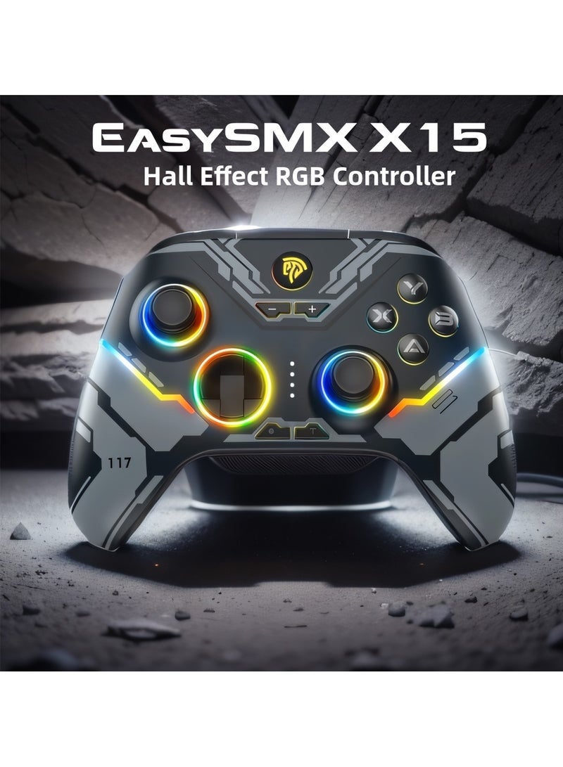 EasySMX X15 Wireless PC Gamepad Bluetooth Joystick Controller for PC Windows, Nintendo Switch, Android/iOS, RGB, Hall Effect - Image 5