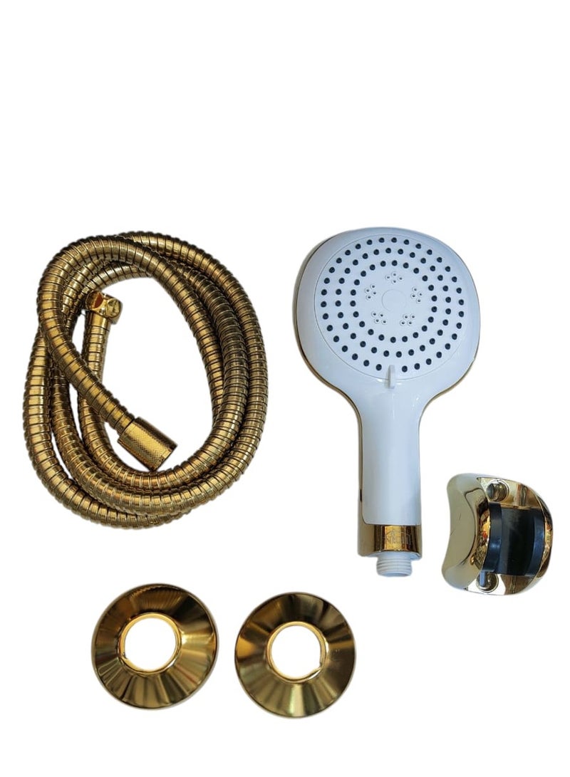 NICHE Golden Finish Wall Mounted Bath Shower Mixer Tap Set – With Hand Shower, Hose & Holder for Bathroom - Image 2