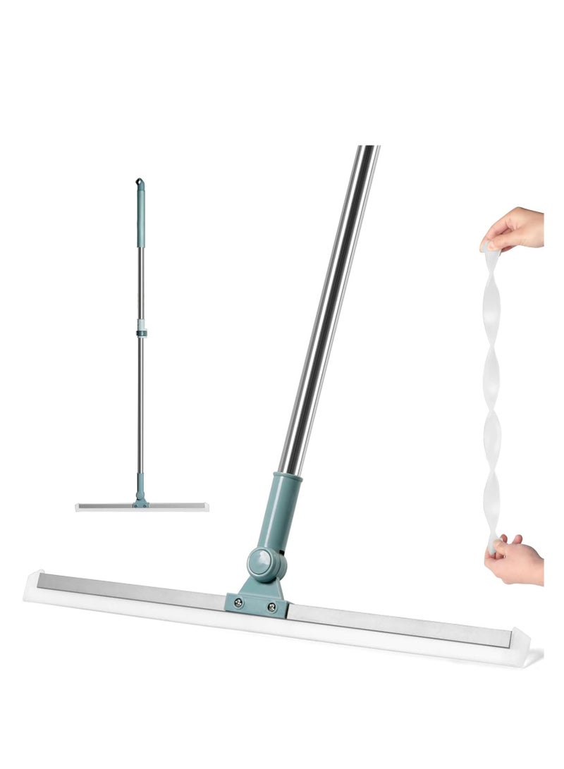 Floor rubber wiper, for floors with heavy duty telescopic pole with 51 cm natural rubber blade for cleaning tiles, floors, marble, glass, windows and doors  - Image 1
