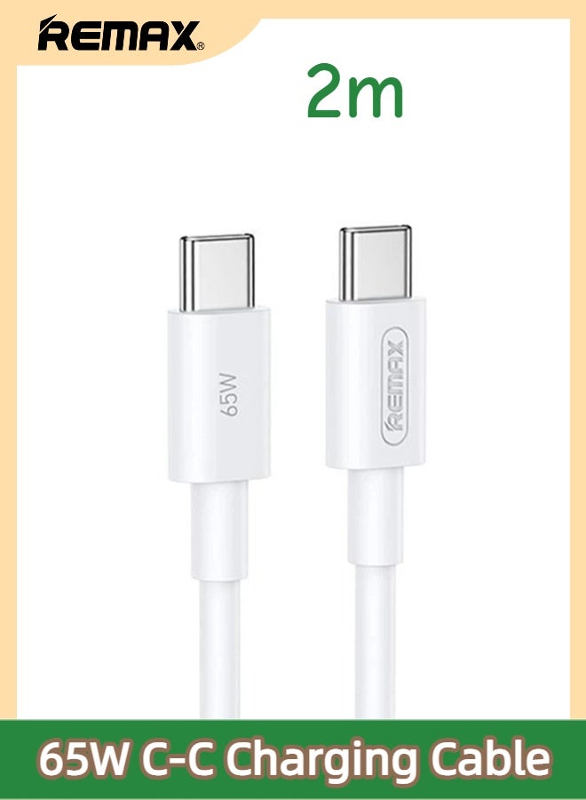 ريماكس كابل شحن سريع USB C إلى C بقوة 65 واط بتقنية PD بطول 2 متر، كابل بيانات، متوافق مع أجهزة iPhone 17/16/15/Air/Pro/ProMax/AirPods/iPad/MacBook/Galaxy S25/S24/S23/Ultra/Pixel، إلخ. - Image 1