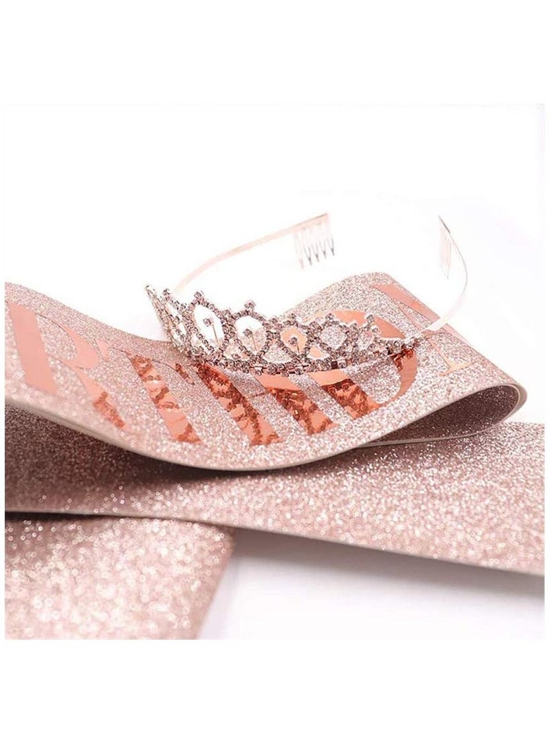 Haidue Pink Birthday Girl Sash and Rhinestone Tiara Kit Birthday Gifts Diamond Glitter Birthday Party Favors  - Image 3
