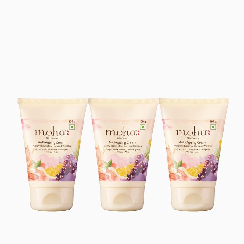 moha Anti Ageing Cream For Youthful Glowing skin With The Blend of Pure Herbal Oils To Reduce Fine Lines Wrinkles Pigmentation Dark Spots For All Skin Types 100gm Pack of 3 - Image 3
