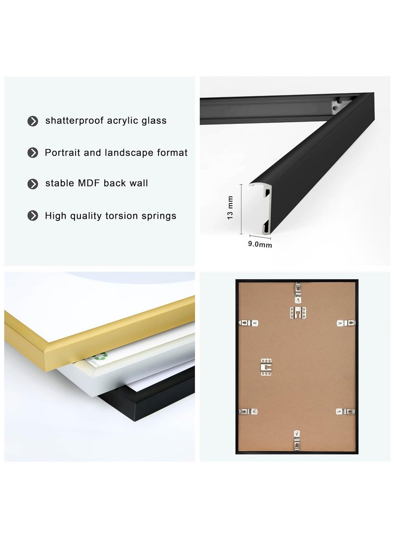 A4 photo frame, 2-pack 21x30cm black Aluminium picture frame, certificate frame for wall mounting or table display, set of 2(Black) - Image 2