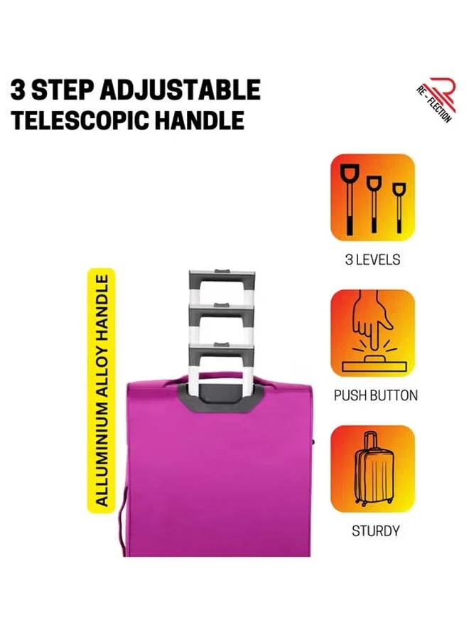Reflection REFLECTION 20 Inch Voyager Carryon Suitcase Lightweight Vertical Series Travel Soft Luggage Trolley with 36L Storage Capacity and 4 Spinner Wheels Purple