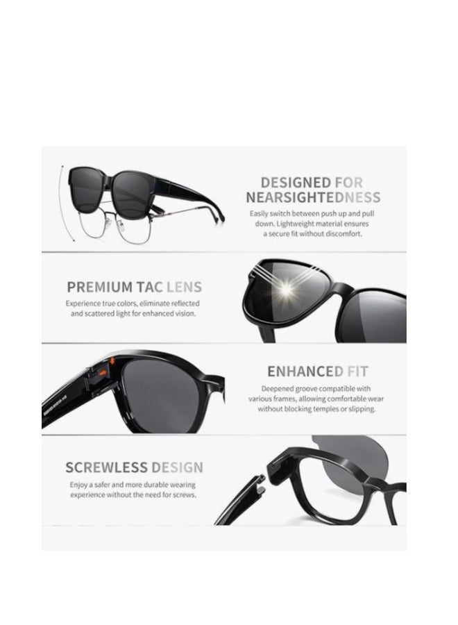 Generic Polarized Fit Over Glasses Sunglasses for Women Men Trendy Square Wrap Around Shades UV400 Protection for Driving  - Image 3