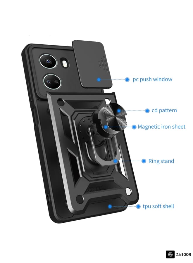 Green Tiger For Huawei nova 10 SE Sliding Camera Cover Design TPU+PC Phone Case(Black) - Image 3