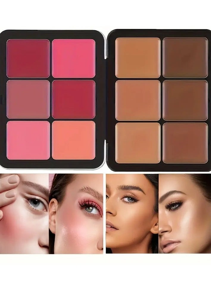 CARLA SECRET 12-Color Concealer & Blush Cream Palette in Iron Case Full Coverage, Creamy Texture | Natural Glow for All Skin Tones Travel-Ready Metal Packaging  - Image 1