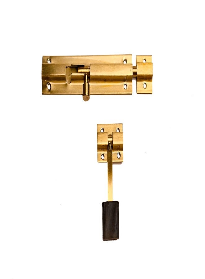 SNE Antique Door Fittings Kit Door Accessories Kit Door Kit Set 1 Aldrop 1 Latch 2 Handles 1 Tower Bolt and 1 Door Stopper,Finish Antique Brass Zinc Door Handle Gold Pack of 1 - Image 4