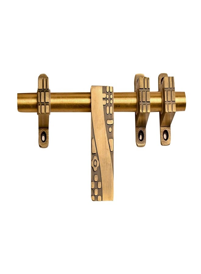 SNE Antique Door Fittings Kit Door Accessories Kit Door Kit Set 1 Aldrop 1 Latch 2 Handles 1 Tower Bolt and 1 Door Stopper,Finish Antique Brass Zinc Door Handle Gold Pack of 1 - Image 2