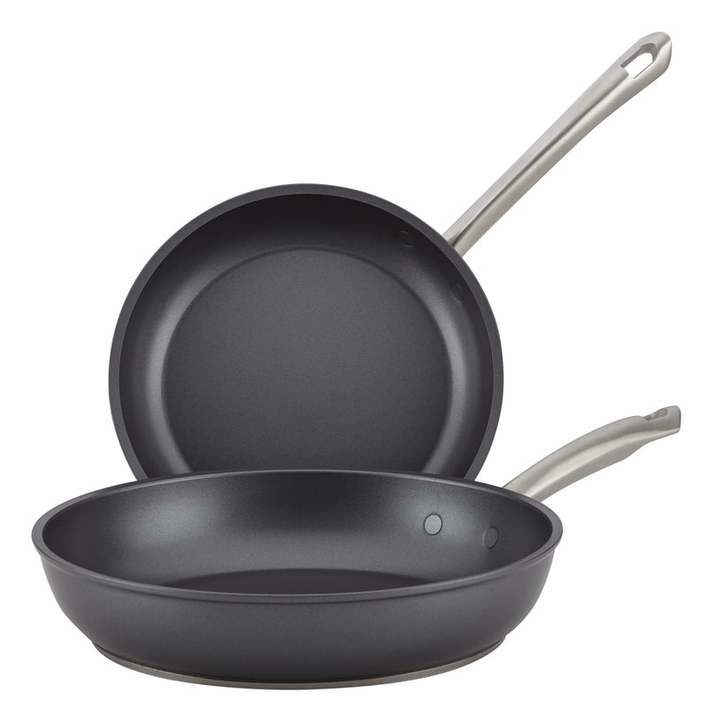 Anolon Accolade Forged Hard Anodized Nonstick Frying PansSkillet Set 8 Inch and 10 Inch  Moonstone Gray