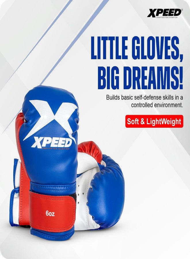 Xpeed Junior Boxing Kit ||PVC Kit || A 18 inch PVC Punch Bag,A Pair of 6 oz Junior Gloves and Extra Wide Velcro wrap (Blue/Red) STD - Image 5