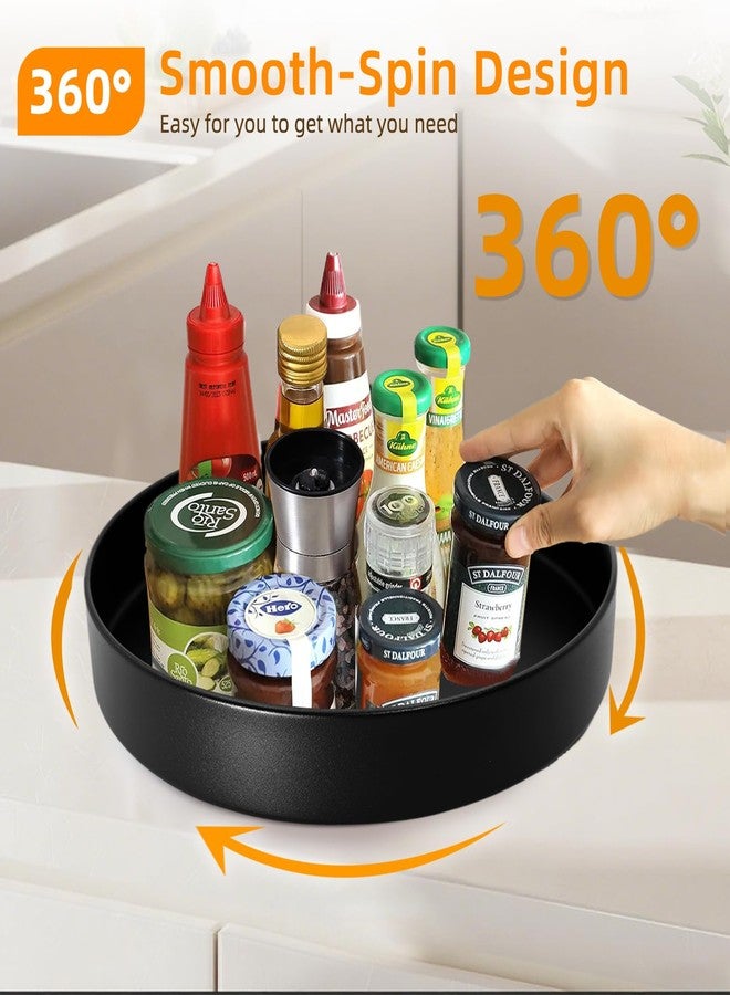 neotidy Metal Lazy Susan Organizer, 12 Inch Anti-Rust Turntable for Cabinet, Kitchen, Dining Table, Bathroom – Rotating Spice Rack, Spinner Storage, Round Carousel Organizer for Countertop Black - Image 2